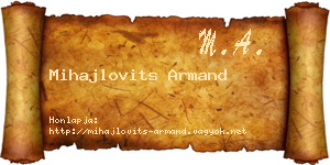 Mihajlovits Armand névjegykártya